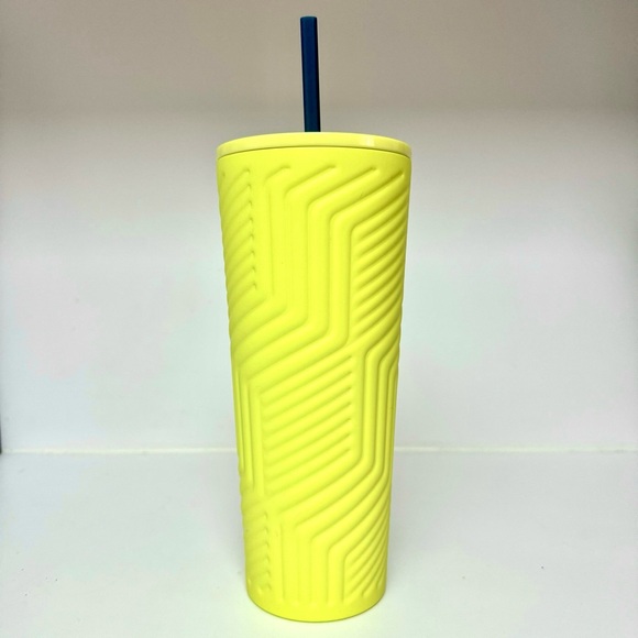 STARBUCKS 24oz TUMBLER LIMITED EDITION BEST MOST FAVORITE YELLOW MATTE SOFT - Picture 3 of 3